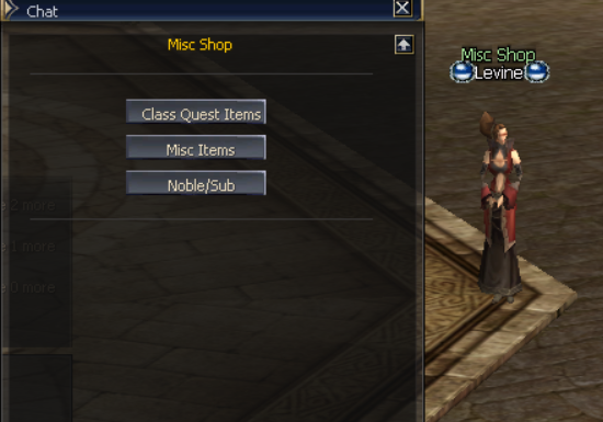 Menú de Levine · Class Quest Items